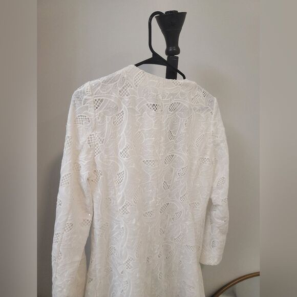 Weill White Lace Cardigan Long Blazer Size 8 New - Picture 7 of 8